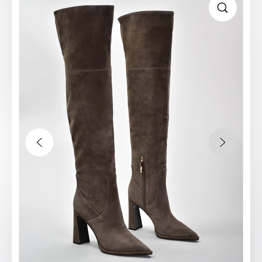 Over-the-Knee Suede Boots in Taupe